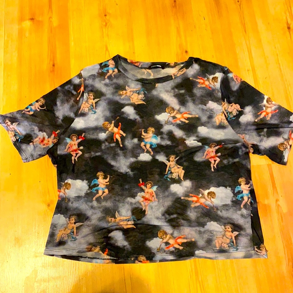 Mesh black crop top